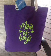 Load image into Gallery viewer, Mom of Boys Beach Shopping Tote Purple Bag Birthday Mothers Day Christmas Gift
