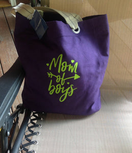 Mom of Boys Beach Shopping Tote Purple Bag Birthday Mothers Day Christmas Gift