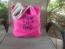 Load image into Gallery viewer, Mom of Girls Beach Shopping Tote Hot Pink Bag Birthday Mothers Day Christmas Gift