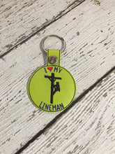 Load image into Gallery viewer, Love My Lineman Embroidered Keychain, Lineman Embroidered Keychain, Embroidered Lineman Keychain, Love My Lineman Gift Ideas For Her