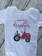 Load image into Gallery viewer, Farmers Daughter Pink Tractor Bodysuit, Pink Tractor Bodysuit Farmers Daughter, Farmers Daughter Bodysuit Pink Tractor, Farm Girl Outfit