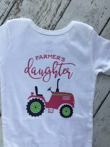 Farmers Daughter Pink Tractor Bodysuit, Pink Tractor Bodysuit Farmers Daughter, Farmers Daughter Bodysuit Pink Tractor, Farm Girl Outfit