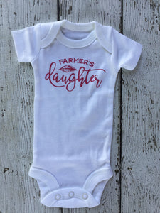Farmer&#39;s Daughter, Farm Baby Outfit, Country Farm Baby Girl, Farmer Daughter Gift, Farm Baby Shower Gift, Country Baby Gift, Birthday Gift