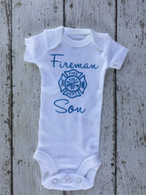 Load image into Gallery viewer, Fireman Son Baby Outfit, Baby Outfit Fireman Son, Outfit Baby Fireman Son, Newborn Fireman Son Gift Idea, Fireman Son Baby Shower Gift