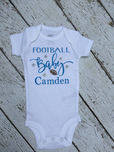 Load image into Gallery viewer, Football Baby Personalized Outfit, Baby Personalized Football Outfit, Personalized Baby Football Outfit, Football Personalized Baby Outfit