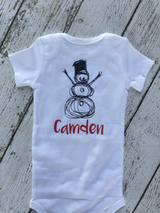 Personalized Snowman Baby Outfit, Snowman Baby Outfit Personalized, Baby Outfit Personalized Snowman, Baby Boy Girl Snowman Outfit Gift