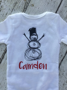 Personalized Snowman Bodysuit, Snowman Bodysuit for Baby, Snowman Personalized Bodysuit, Personalized Snowman Bodysuit, Winter Baby Gift