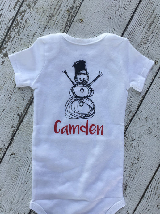 Personalized Snowman Bodysuit, Snowman Bodysuit for Baby, Snowman Personalized Bodysuit, Personalized Snowman Bodysuit, Winter Baby Gift