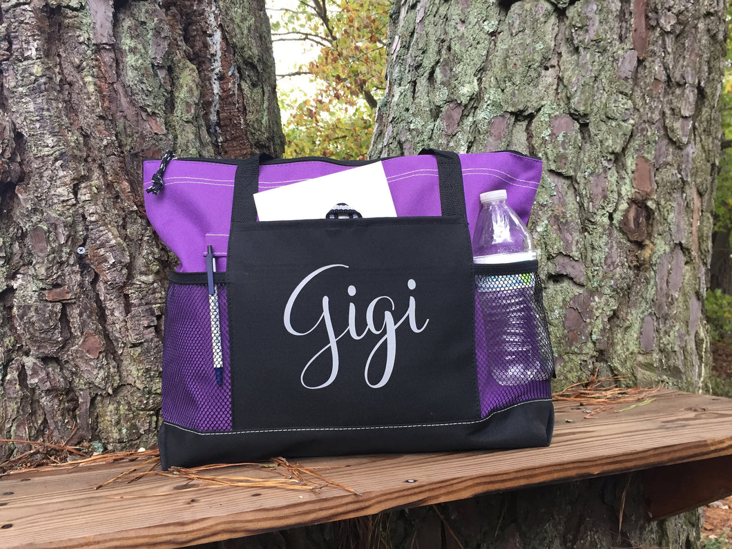 Gigi Gifts, Tote Bag Personalized, Tote Bag Personalized With Zipper, Canvas Tote Bag For Women, Canvas Tote Bag Personalized
