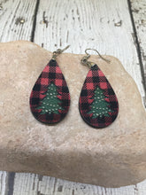 Load image into Gallery viewer, Christmas Earrings Leather, Leather Christmas Earrings, Leather Teardrop Christmas Earrings, Leather Earrings Teardrop, Leather For Her